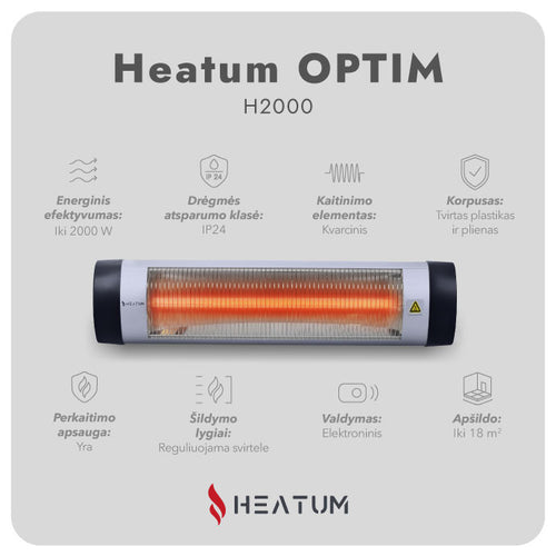 Infrared šildytuvas Heatum H2000 OPTIM su stovu