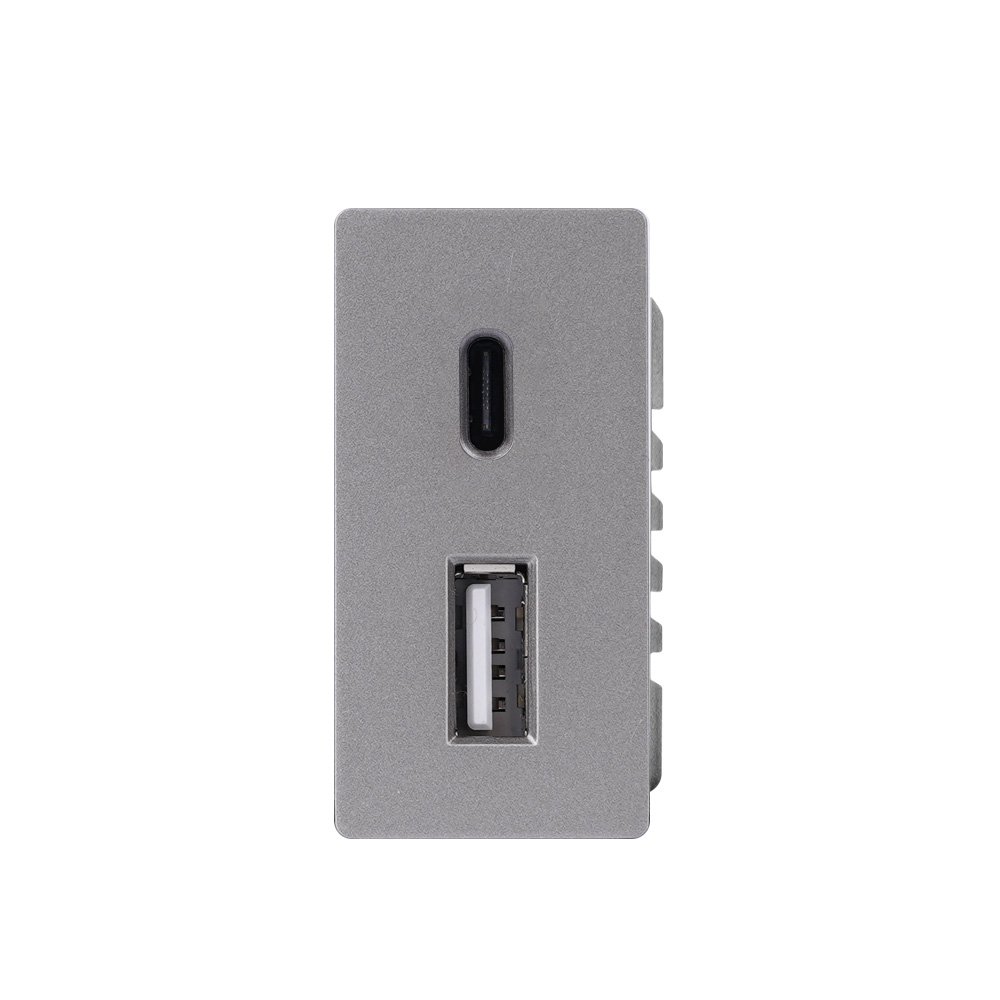 12-greito-krovimo-lizdas-usbc-be-remelio-pilkas-20w 1/2 greito krovimo lizdas Feelspot USB+C, be rėmelio, pilkas, 20W - Image 1