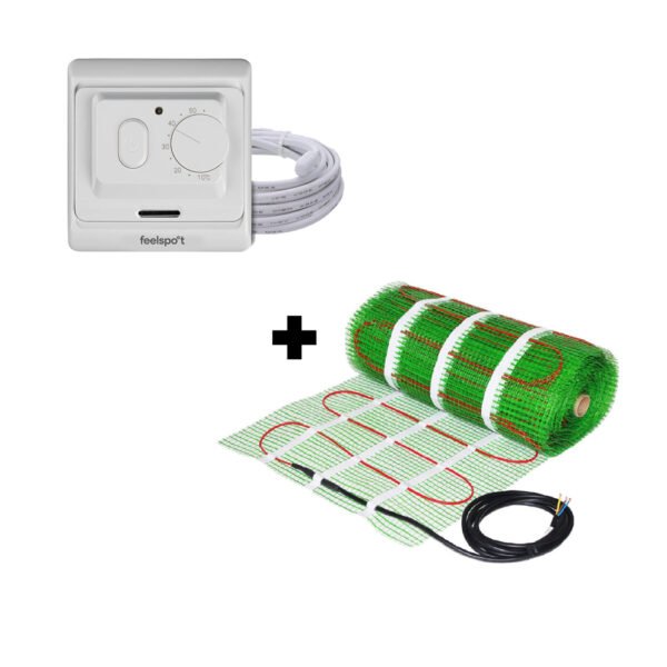 Grindinio šildymo tinklelis Wellmo MAT, 150 W + neprogramuojamas termostatas Feelspot WTH71.36