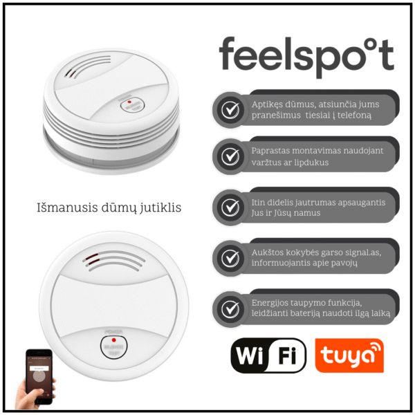 Išmanusis dūmų jutiklis Feelspot FS-MK02W  WiFi, Tuya