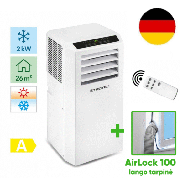 Trotec PAC 2010 SH mobile air conditioner and Trotec AirLock 100 window seal