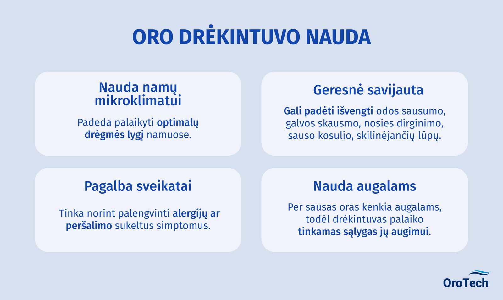 Oro drėkintuvo nauda: padeda palaikyti optimalų drėgmės lygį, palengvina alergijas, padeda augalams.