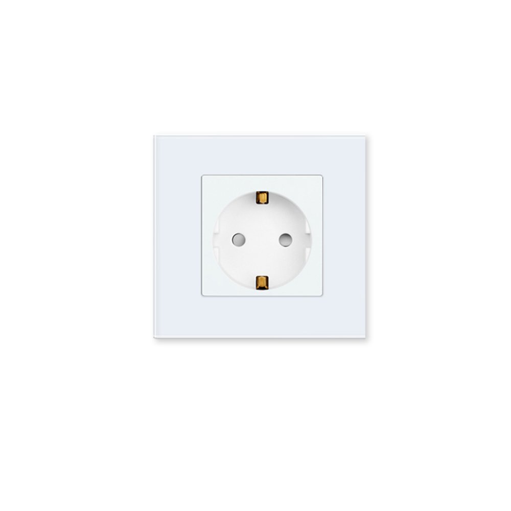 vienvietis-kistukinis-lizdas-su-stikliniu-remeliu-baltas Vienvietis kištukinis lizdas su stikliniu rėmeliu Feelspot, baltas - Paveikslėlis 1